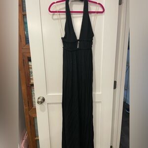 Long black halter dress
